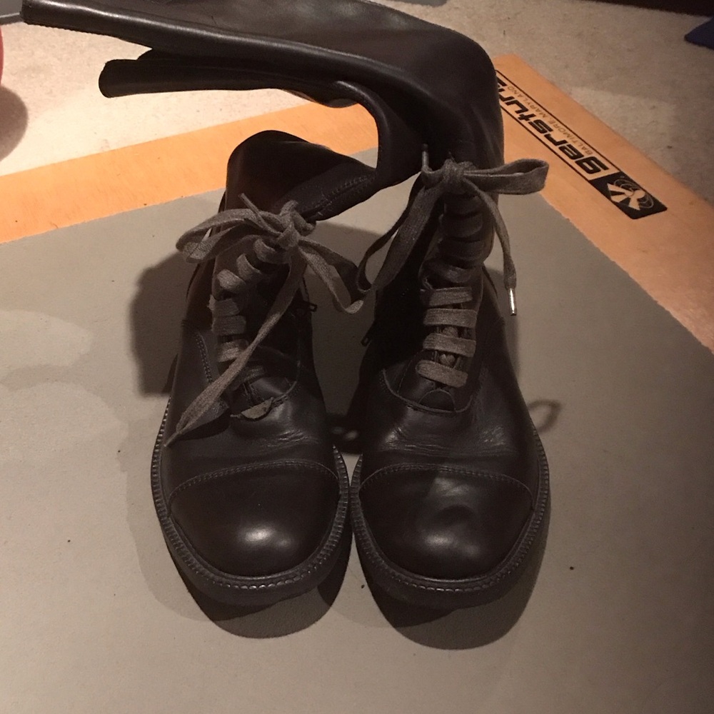 Camper Black Leather Combat Boots in 36